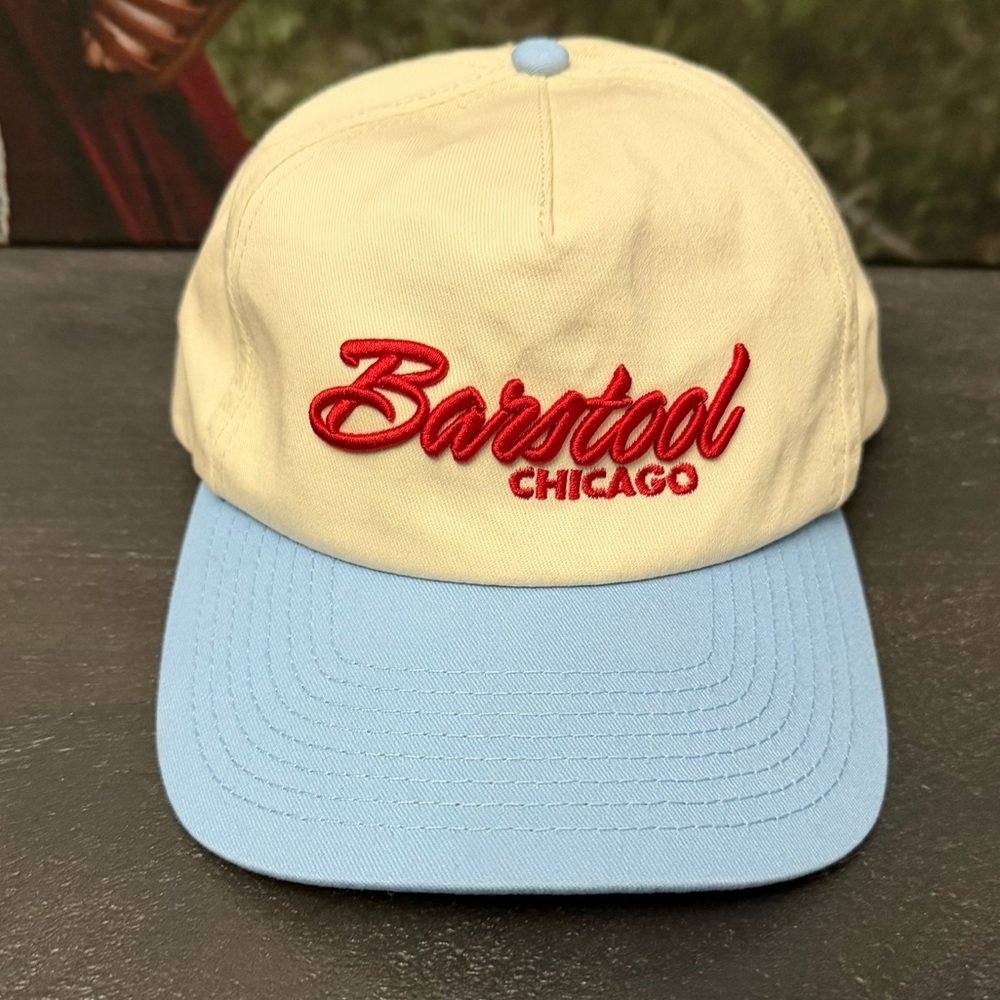 Barstool Sports Chicago Cap in Cream and Baby Blue